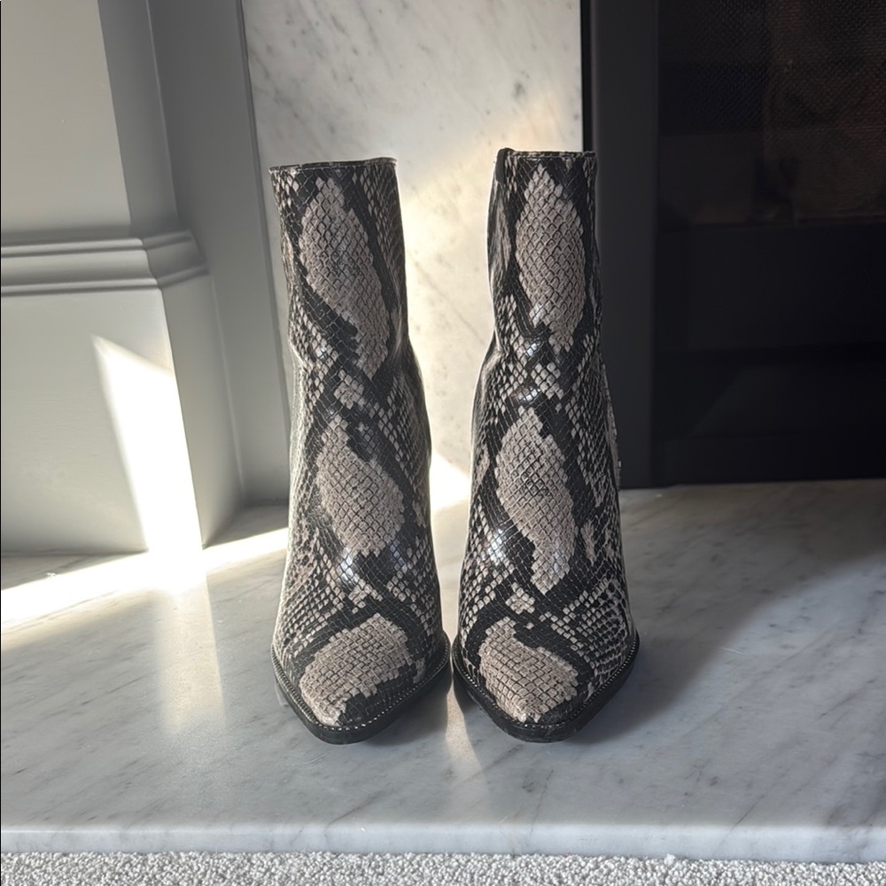 Snakeskin Patterned Ankle Boots